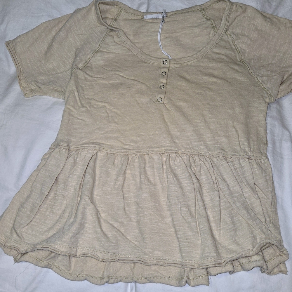 Casual Beige Peplum Top